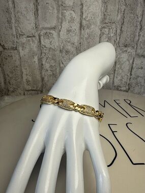 Gold Tone Pave Chain Link Bracelet